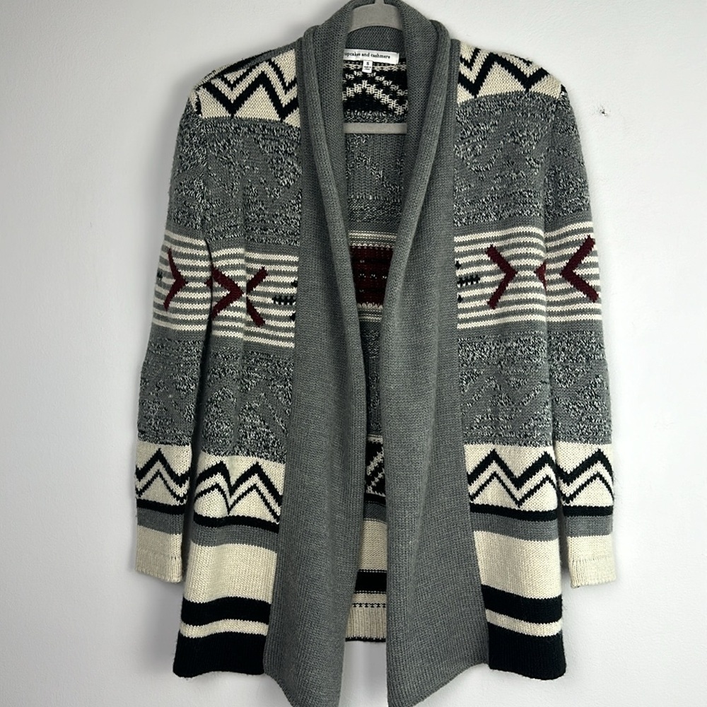 Cupcakes & Cashmere Small Cardigan Wool Blend Long Knit Sweater Fall Winter Warm